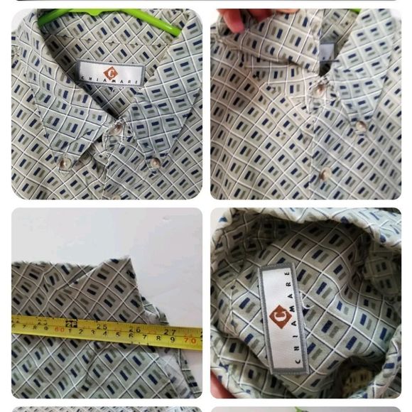 Chiamare Geometeric Mens Button Up Shirt  Short Sleeve Collared L - Picture 2 of 5
